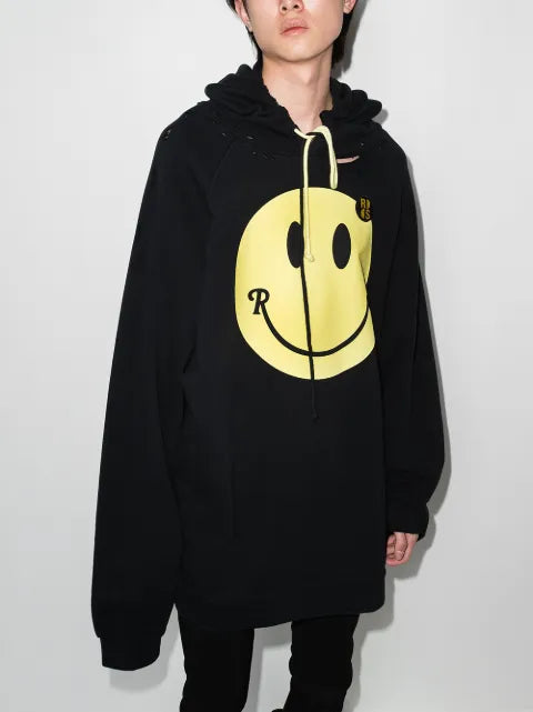 Raf Simons x Smiley oversized distressed hoodie