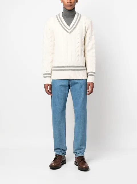 Polo Ralph Lauren tipped V-neck cable-knit jumper