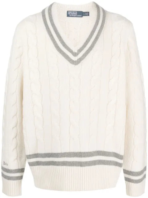 Polo Ralph Lauren tipped V-neck cable-knit jumper