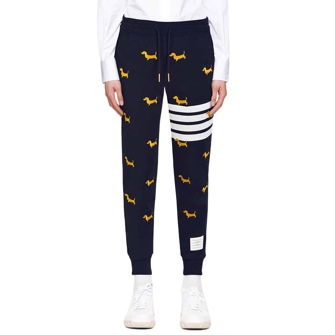 Thom Browne Style Embroidered sweatpants