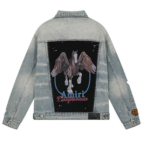 AMIRI Vintage Pegasus Jacket – 100% Cotton Indigo Blue