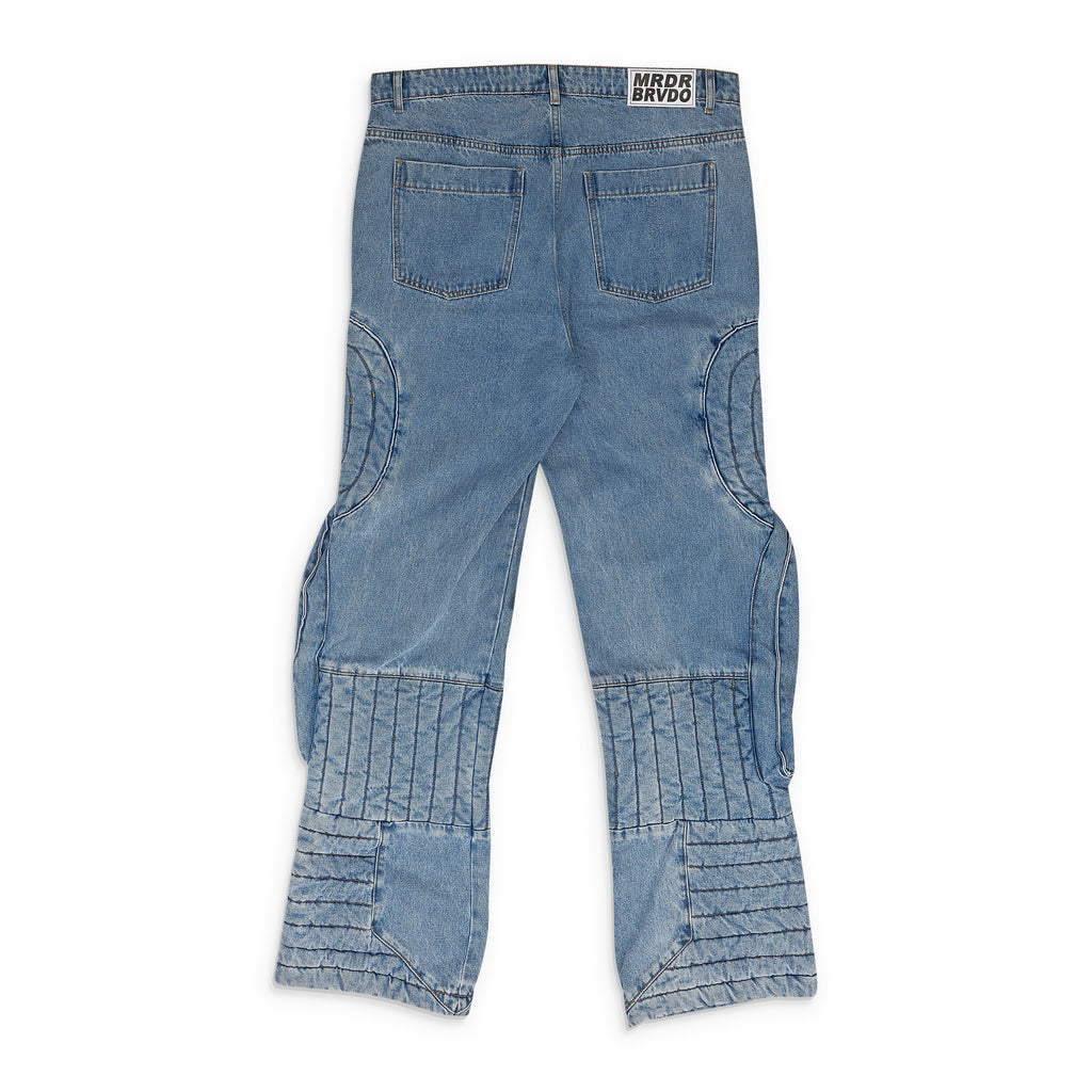 BLUE RAISED WINDOW DENIM PANTS