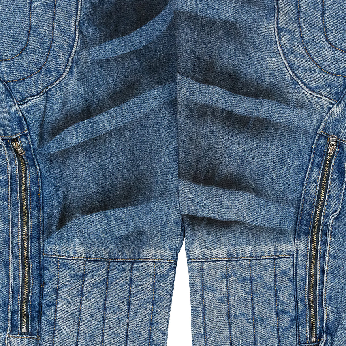BLUE RAISED WINDOW DENIM PANTS
