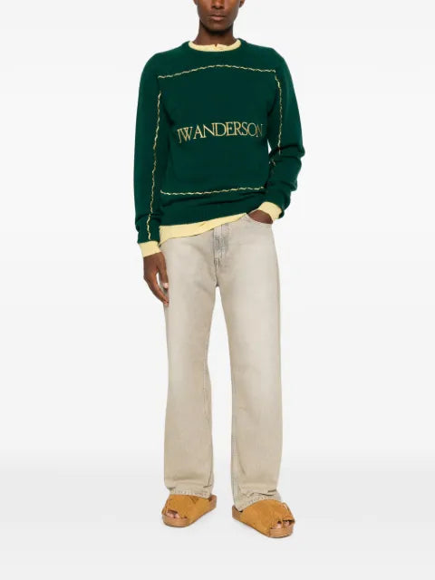 JW Anderson logo-embroidered wavy-stitch sweater