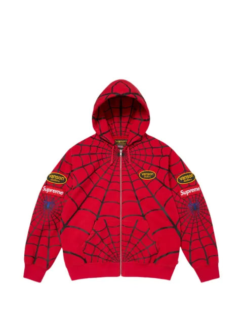 Supreme x Vanson Leathers x Marvel Spider-Man zip-up hoodie