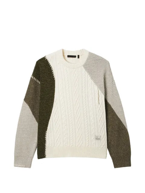 FIVE CM cable-knit patchwork sweater