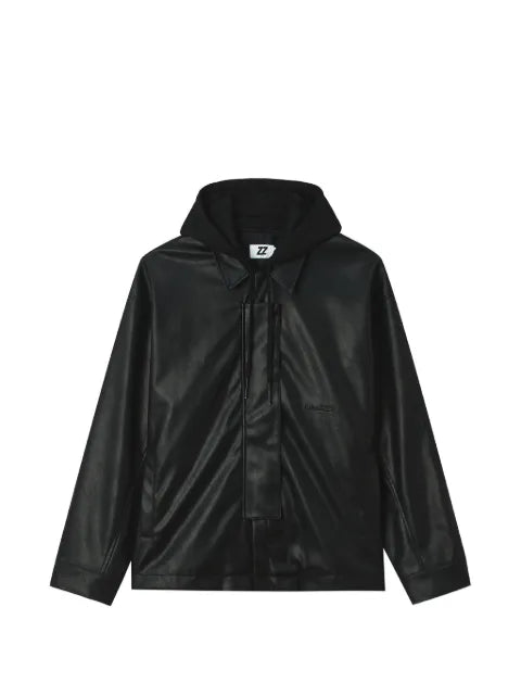 izzue layered drawstring-hood jacket