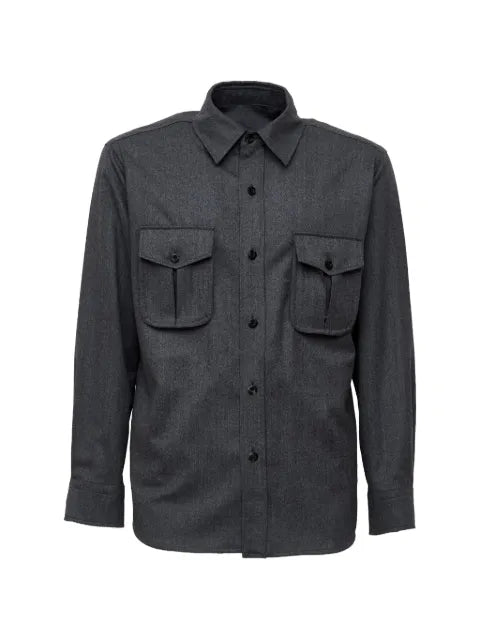 Caruso button-up flap-pocket overshirt