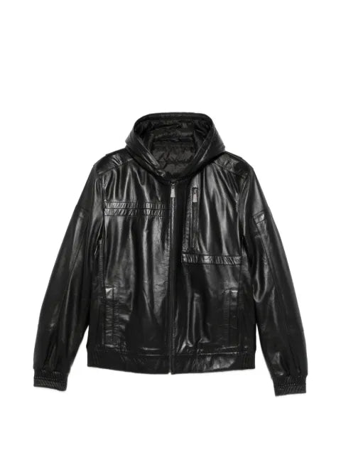 SERGIO MORETTI FIRENZE hooded leather jacket