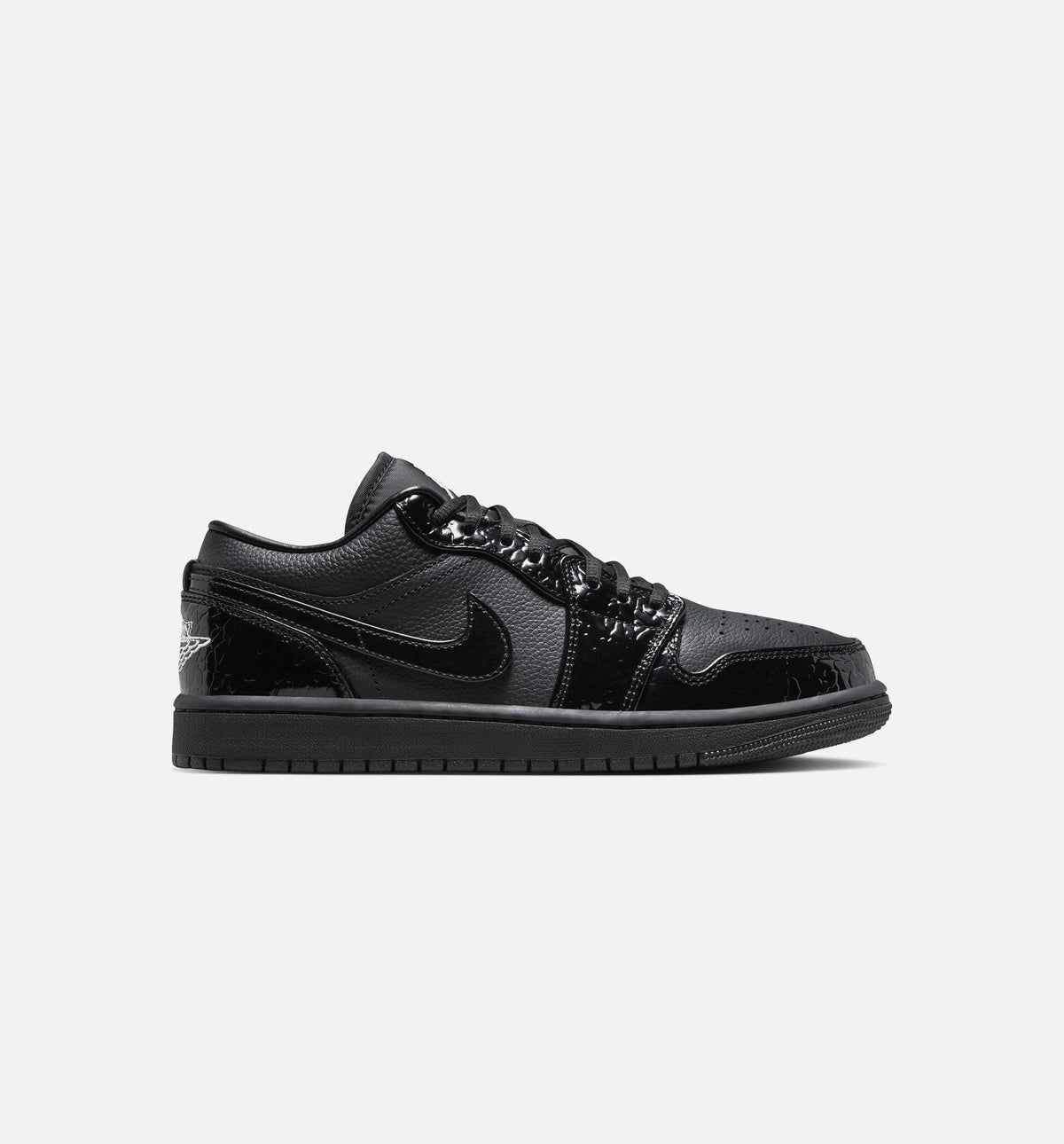 Air Jordan 1 Low Patent Elephant – Women's Lifestyle Shoe in Black/White/Metallic Silver