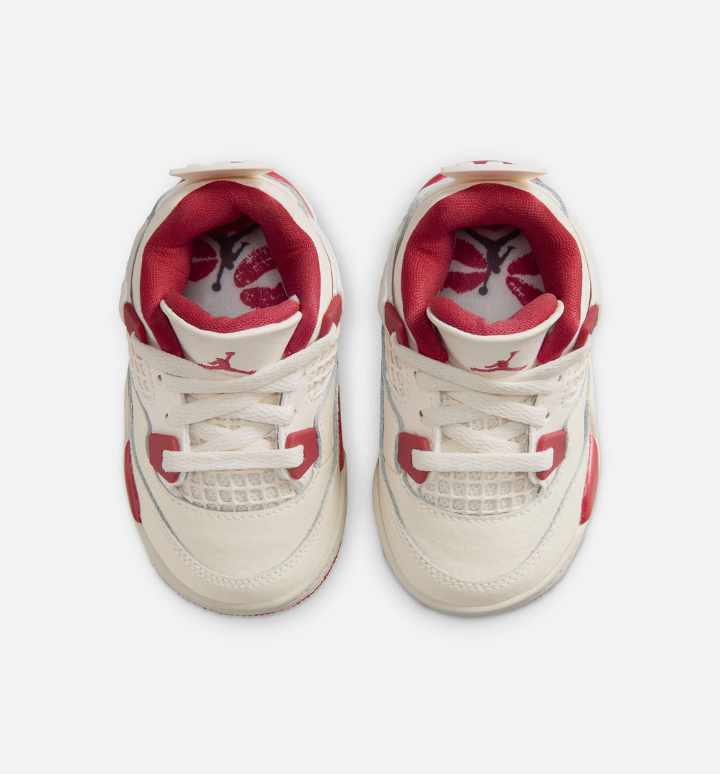 Air Jordan 4 Retro Valentine's Day Infant Sneakers - Pale Ivory/Sierra Red/Tough Red