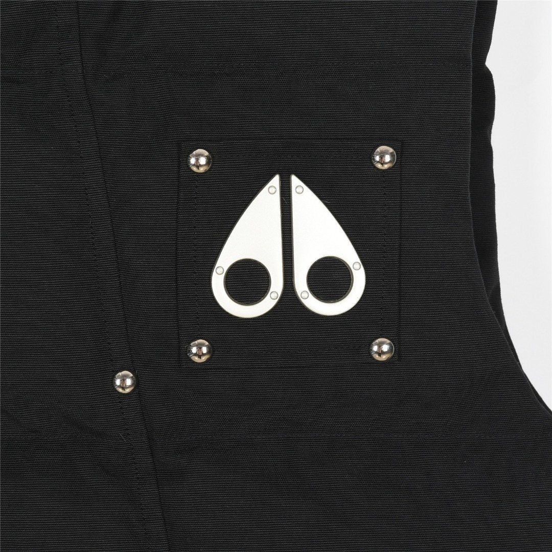 Moose Knuckles Black Logo Quilted Down Vest