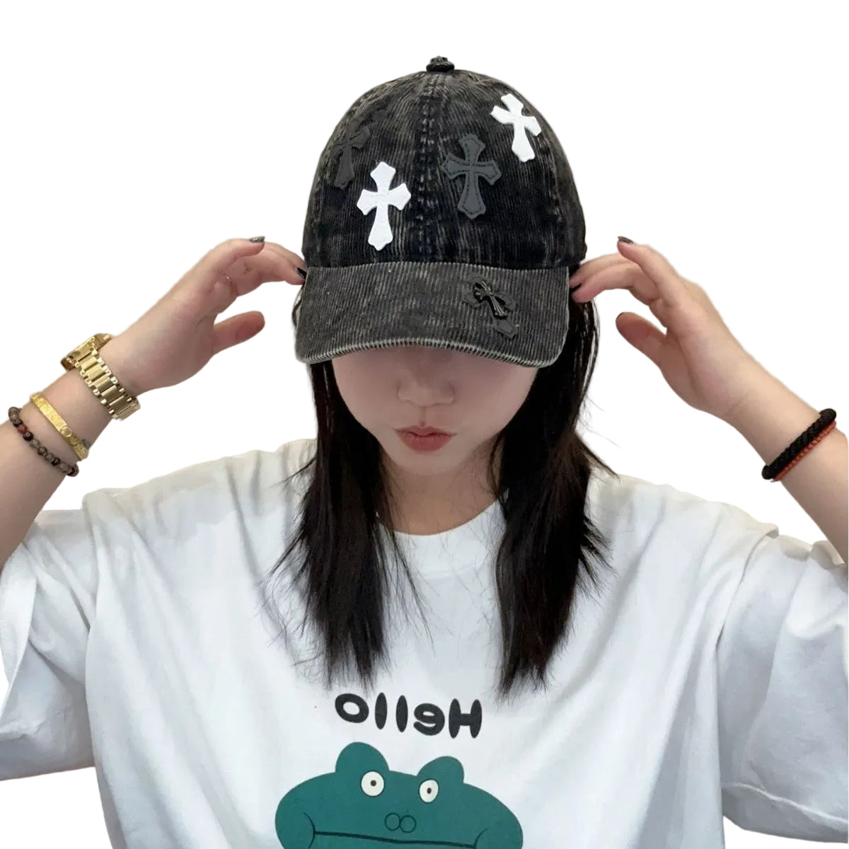 Corduroy Cross Patch Vintage Baseball Cap Streetwear Multi‑Style