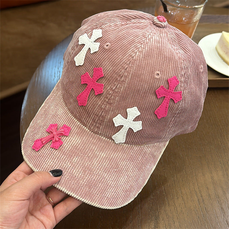 Corduroy Cross Patch Vintage Baseball Cap Streetwear Multi‑Style