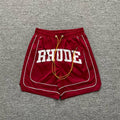 Rhude Red Varsity Stripe Nylon Shorts