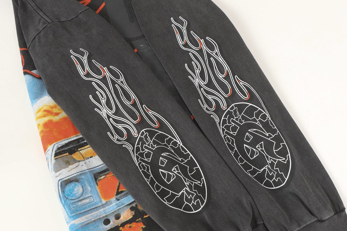 Godspeed Washed Black Rock Graphic Long-Sleeve T-Shirt
