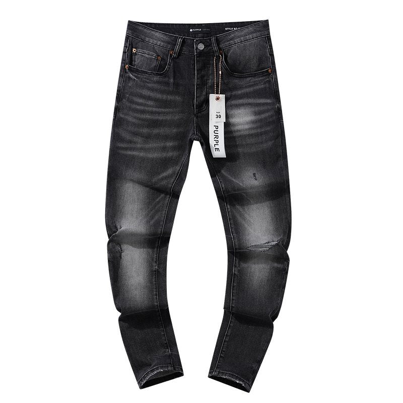 Purple Brand Washed Black Distressed Jeans