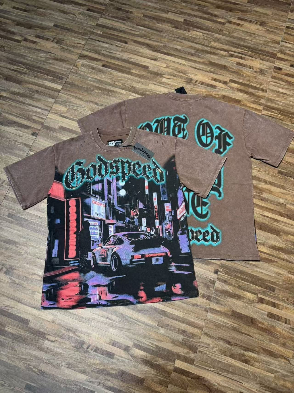 Godspeed City Car Rhinestone Graphic T-Shirt