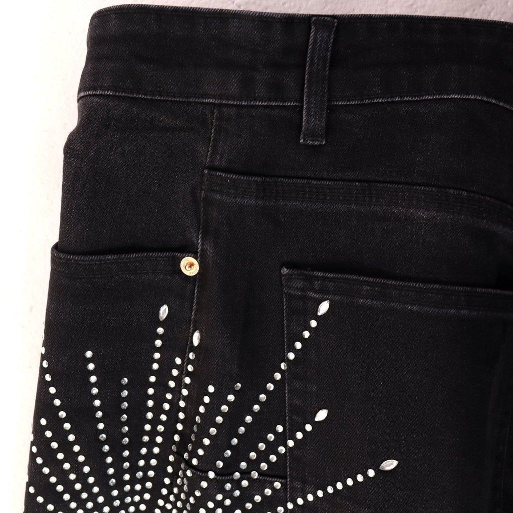 PURPLE Rhinestone Burst Denim Shorts