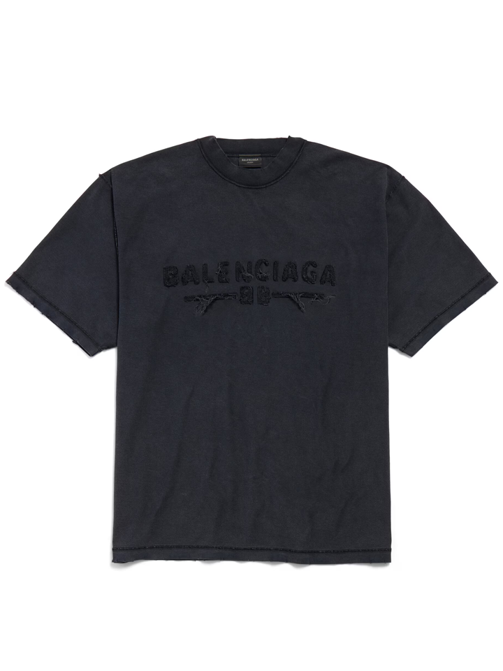Balenciaga Logo Patch Inside-Out T-Shirt in Black