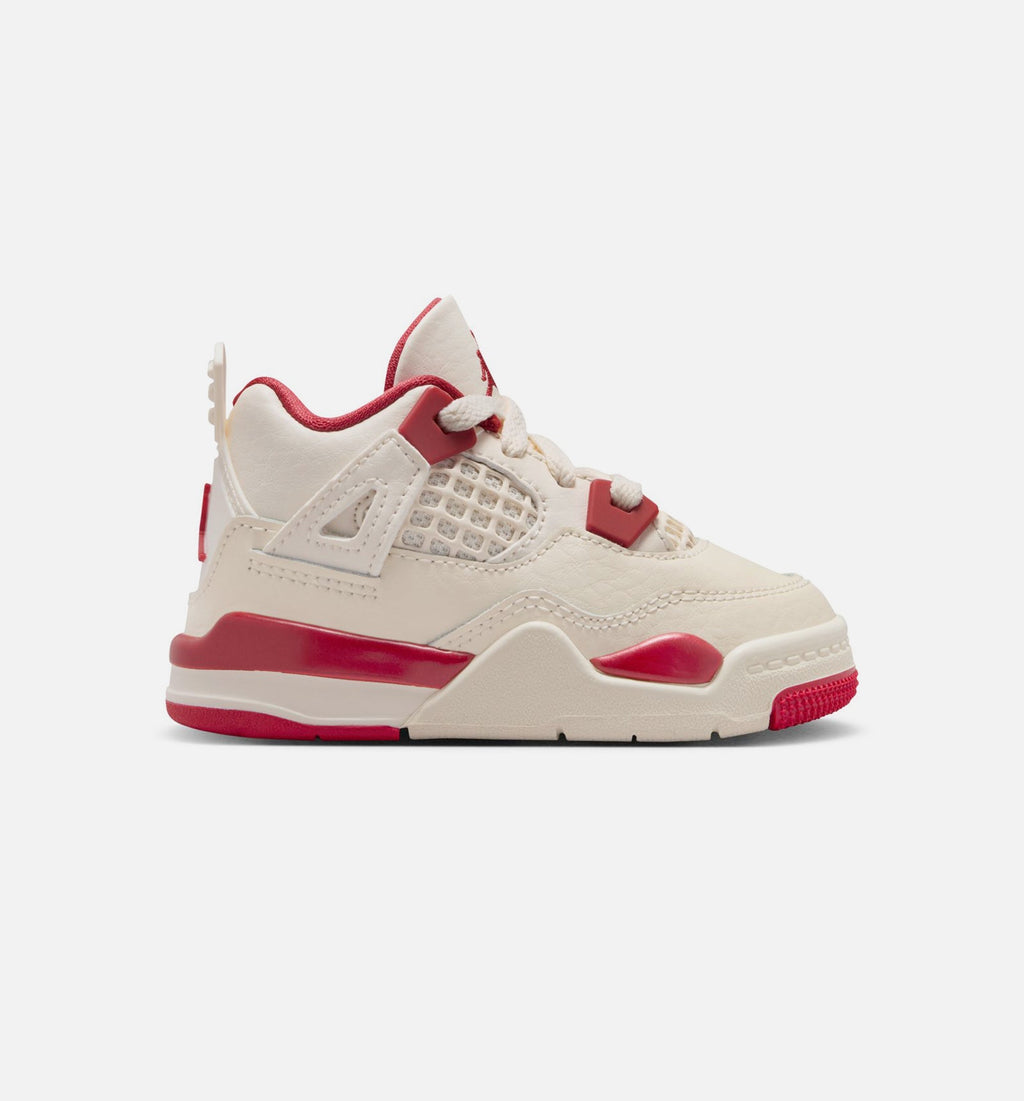 Air Jordan 4 Retro Valentine's Day Infant Sneakers - Pale Ivory/Sierra Red/Tough Red