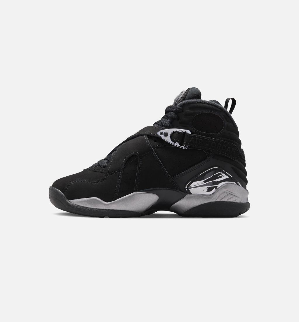 Air Jordan 8 Retro Chrome Grade School Lifestyle Shoe - Black/White/Light Graphite