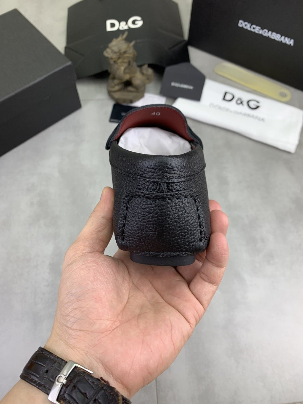 Dolce & Gabbana Dark Navy Apron-Toe Loafers
