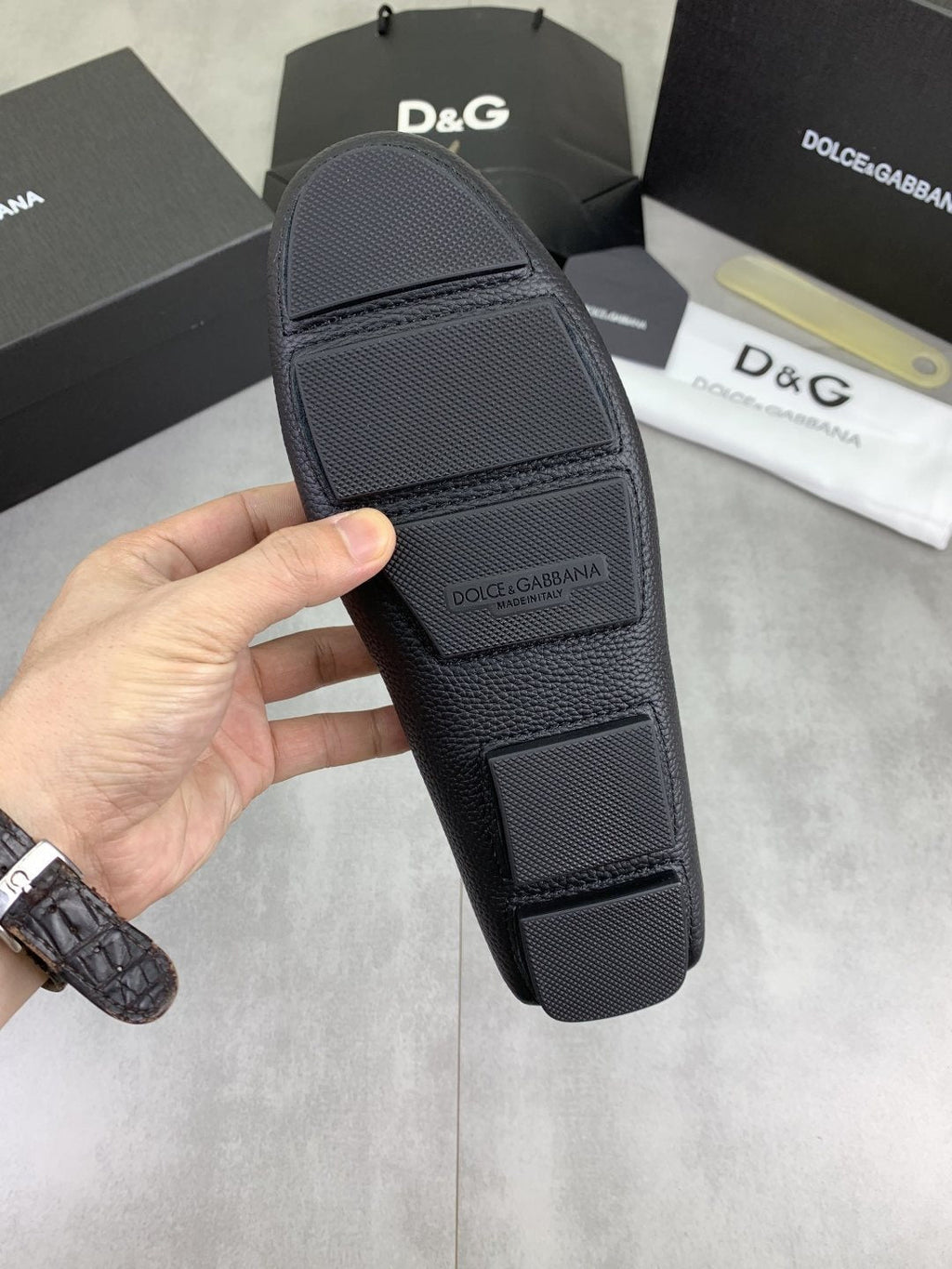 Dolce & Gabbana Dark Navy Apron-Toe Loafers