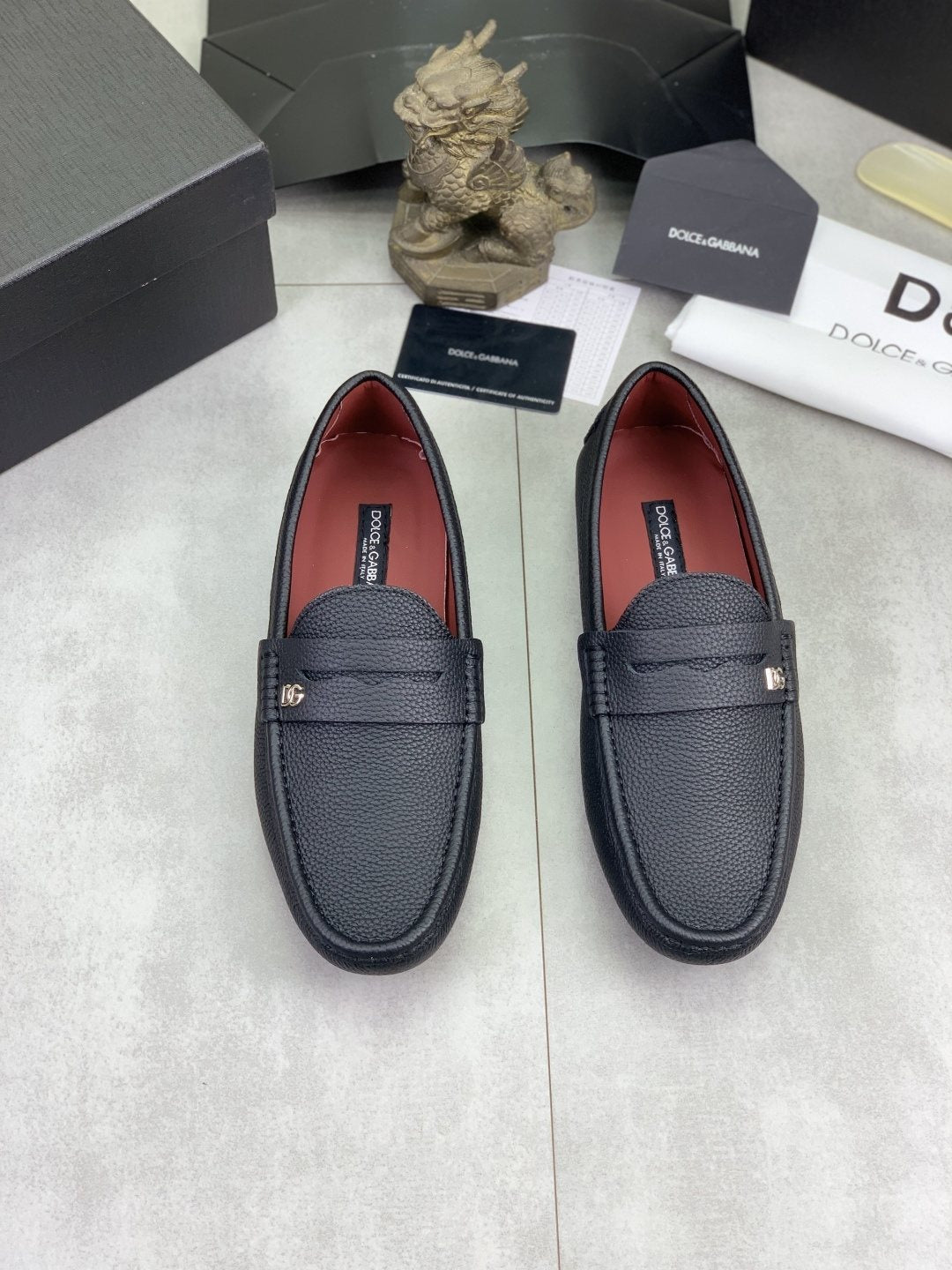 Dolce & Gabbana Dark Navy Apron-Toe Loafers