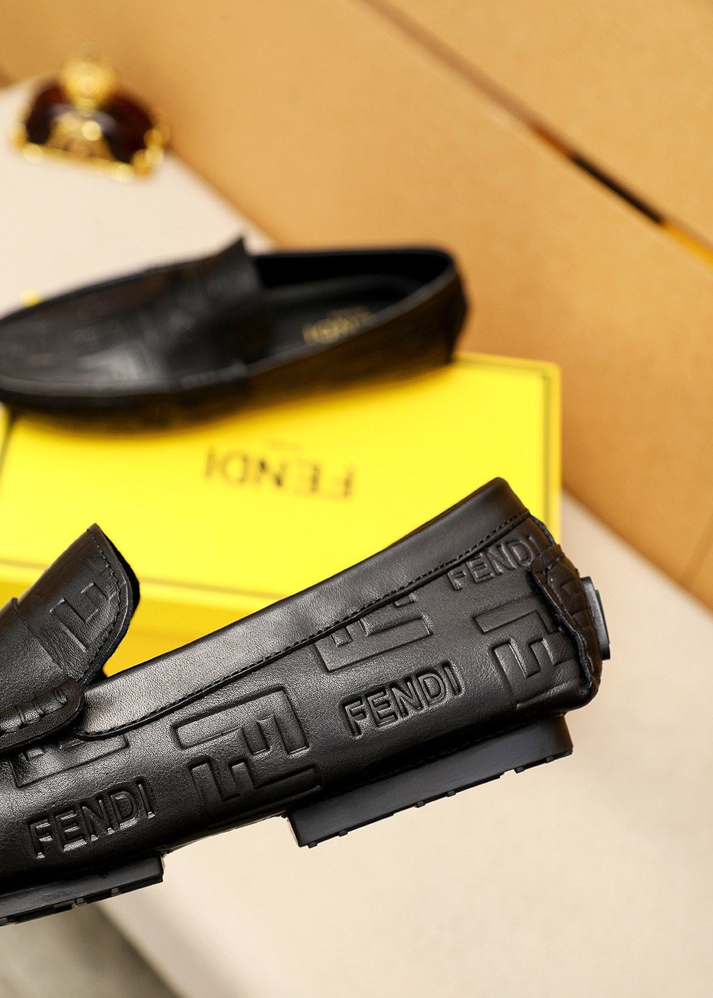 Fendi Black Embossed Loafers
