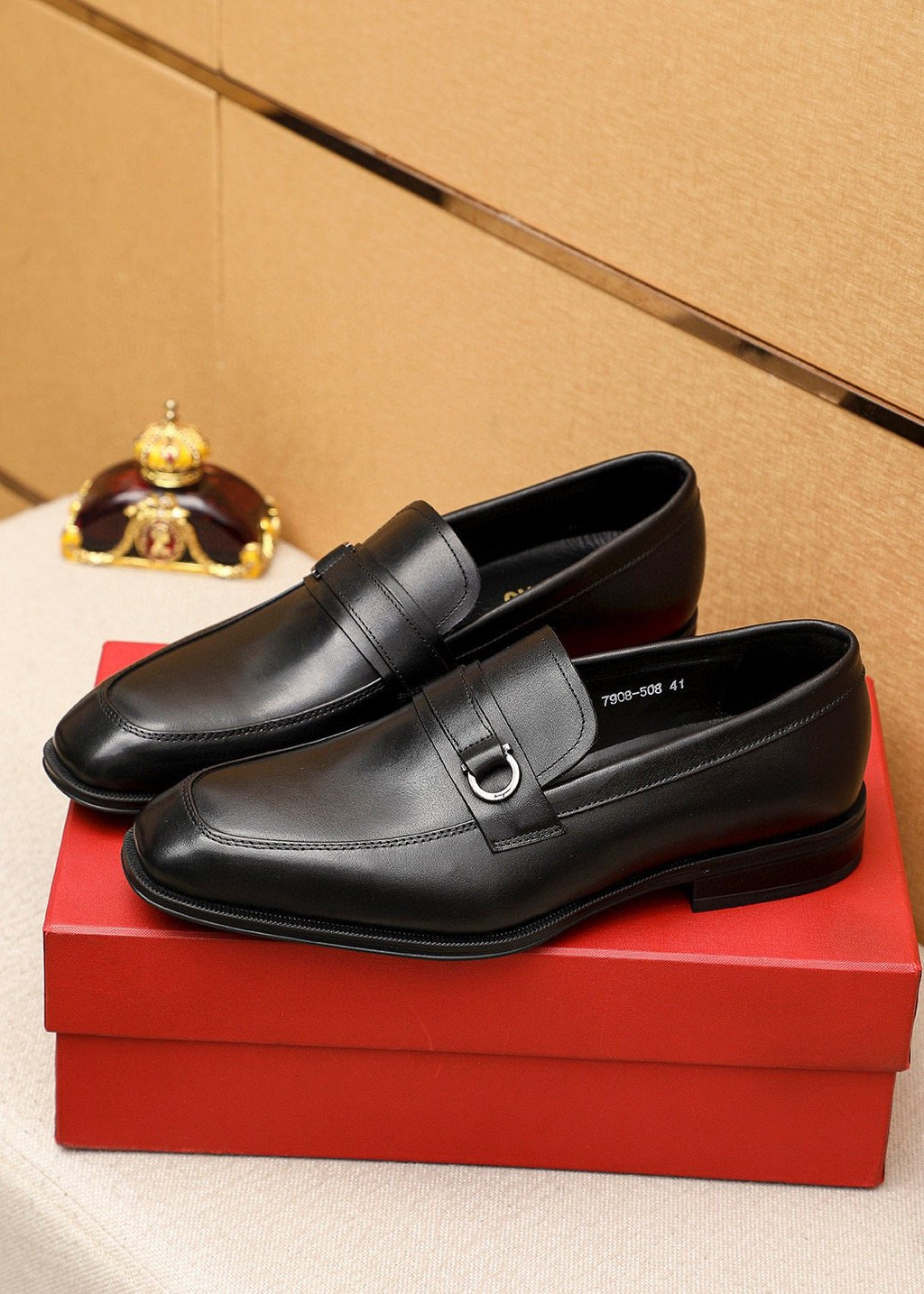 Ferragamo Men's Black Buckle Loafers - Vamp Strap With Metal Buckle Detail