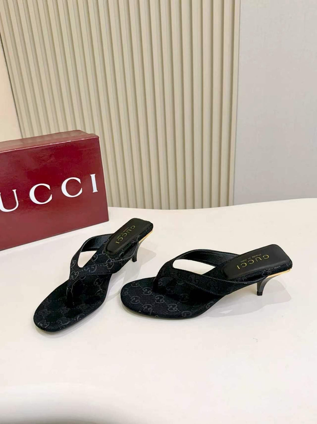 Gucci Monogram Slingback Heeled Sandals