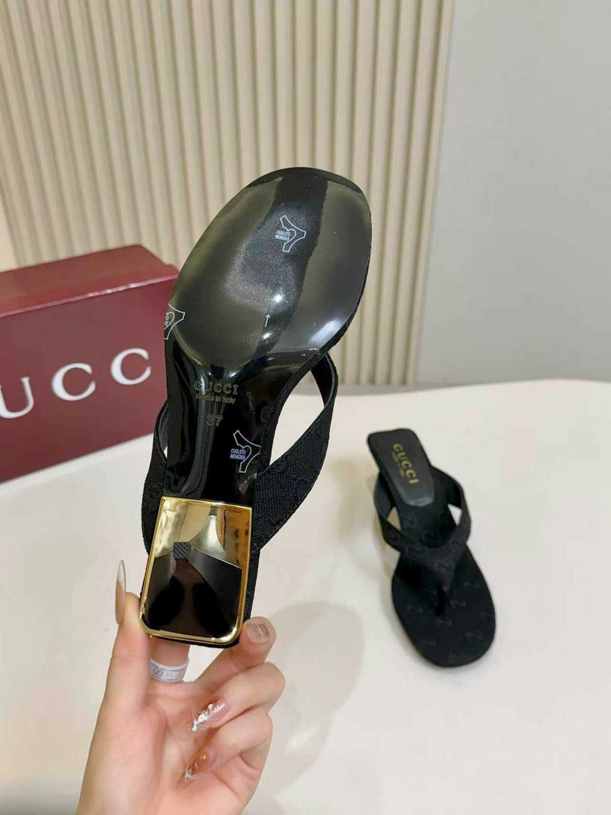Gucci Monogram Slingback Heeled Sandals