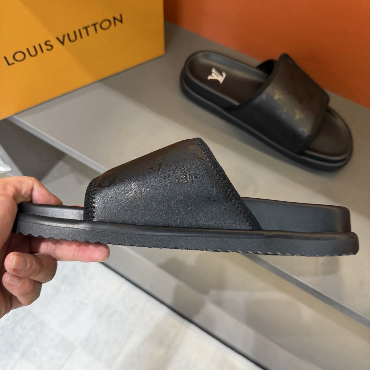 Louis Vuitton Monogram Strap Slide Sandals