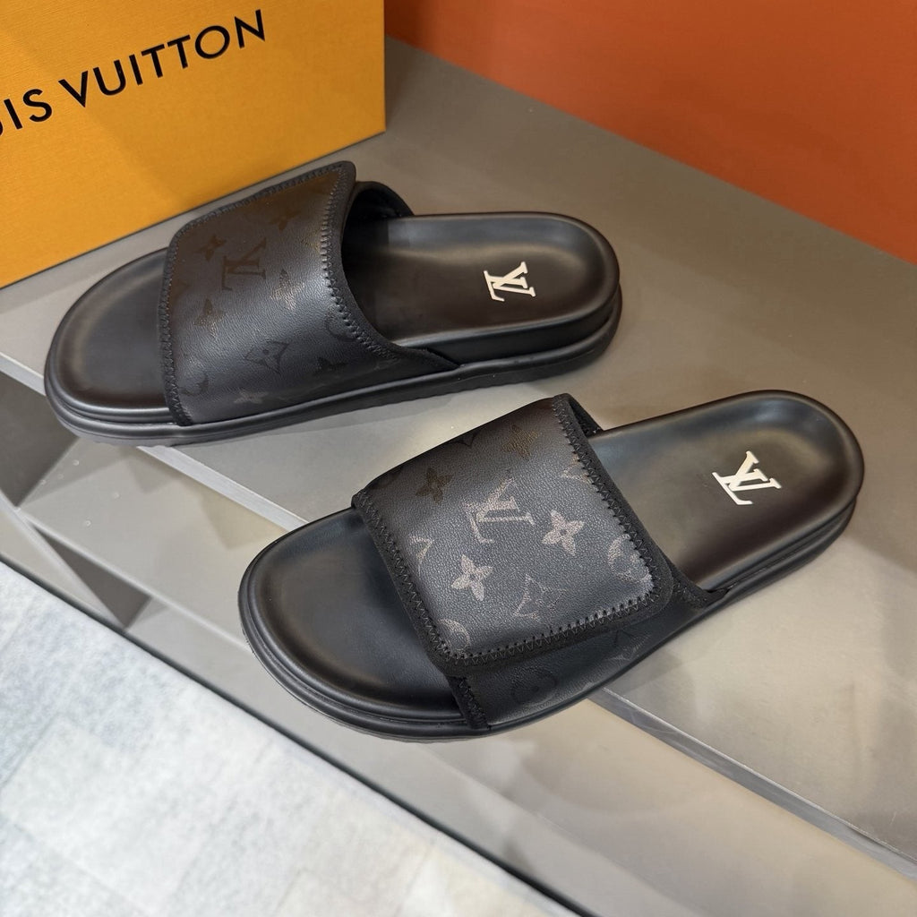 Louis Vuitton Monogram Strap Slide Sandals