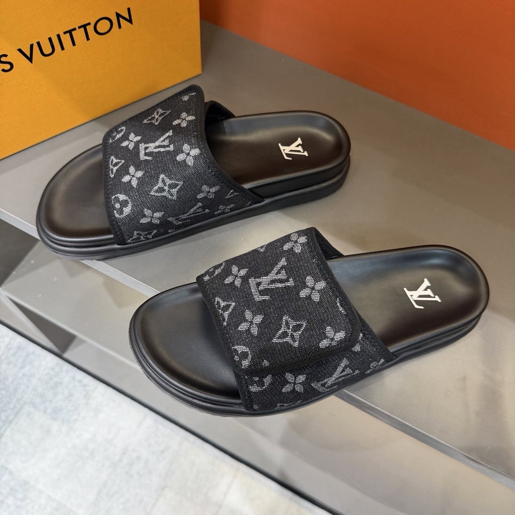 Louis Vuitton Monogram Strap Slide Sandals