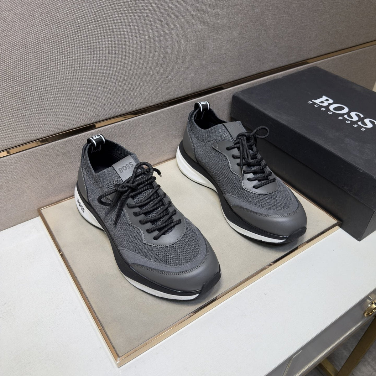 Hugo Boss Mixed-Material Lace-Up Sneakers