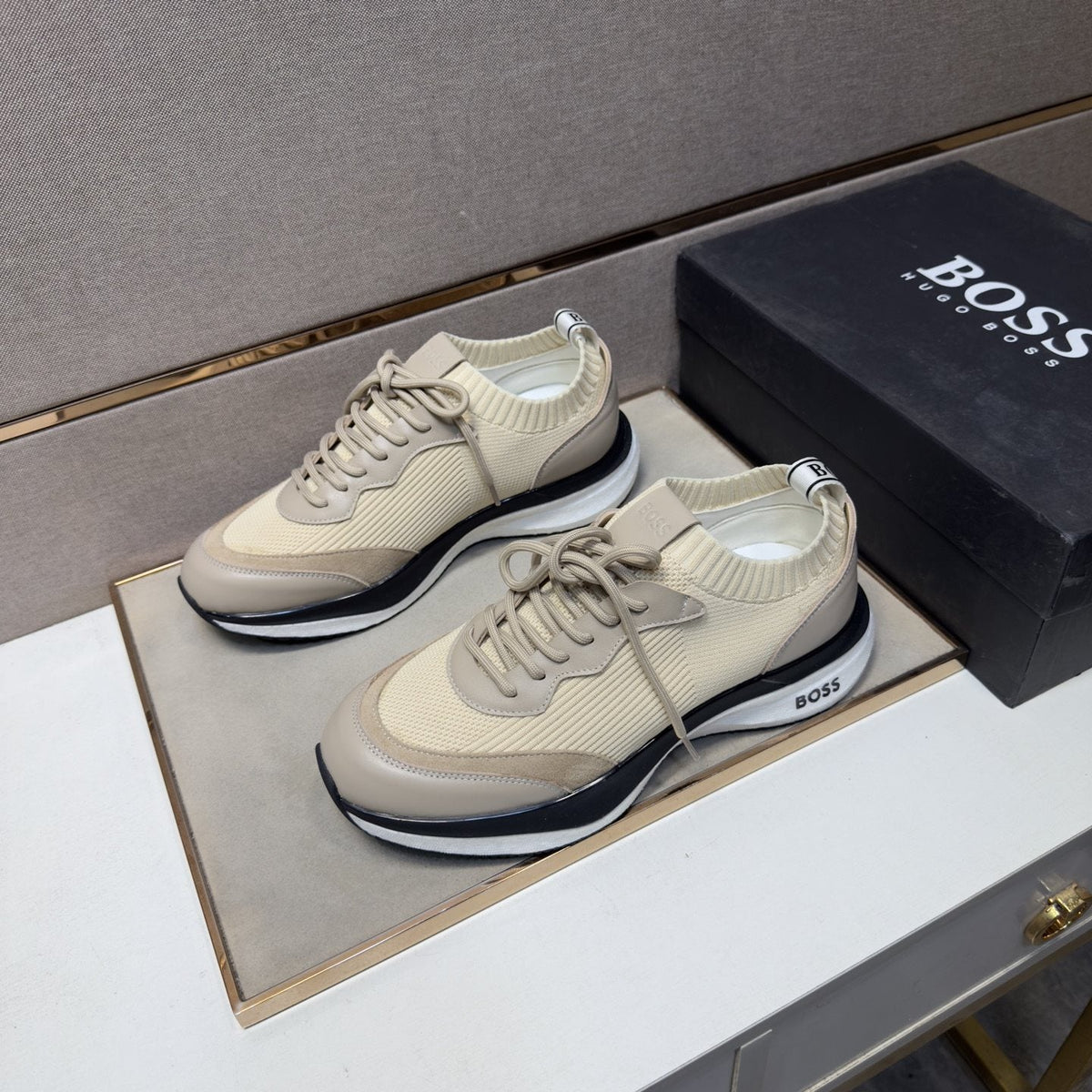 Hugo Boss Mixed-Material Lace-Up Sneakers