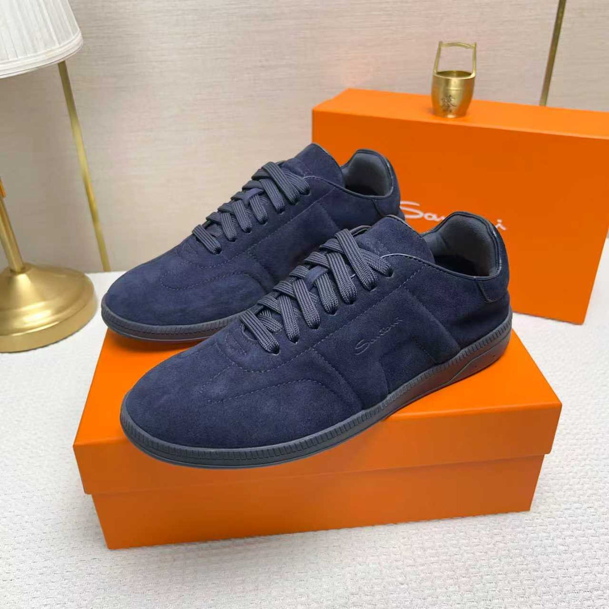 Santoni Black Low-Top Sneakers