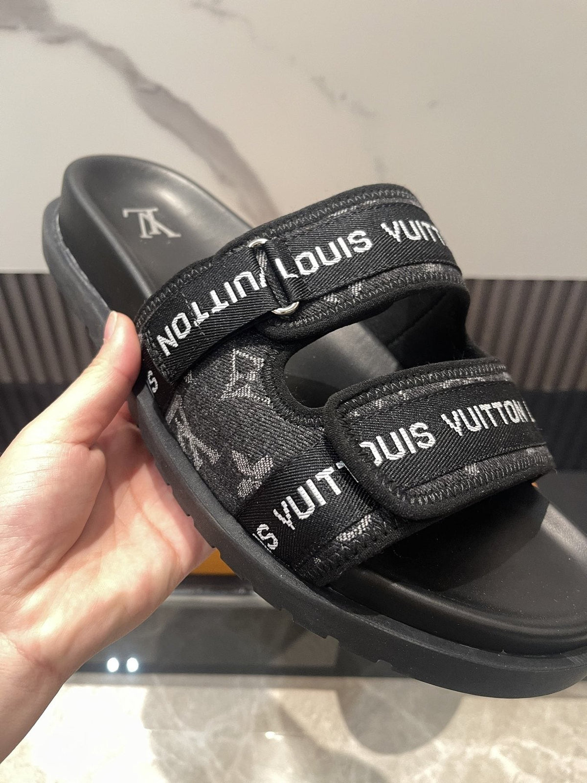 Louis Vuitton Monogram Double-Strap Slide Sandals