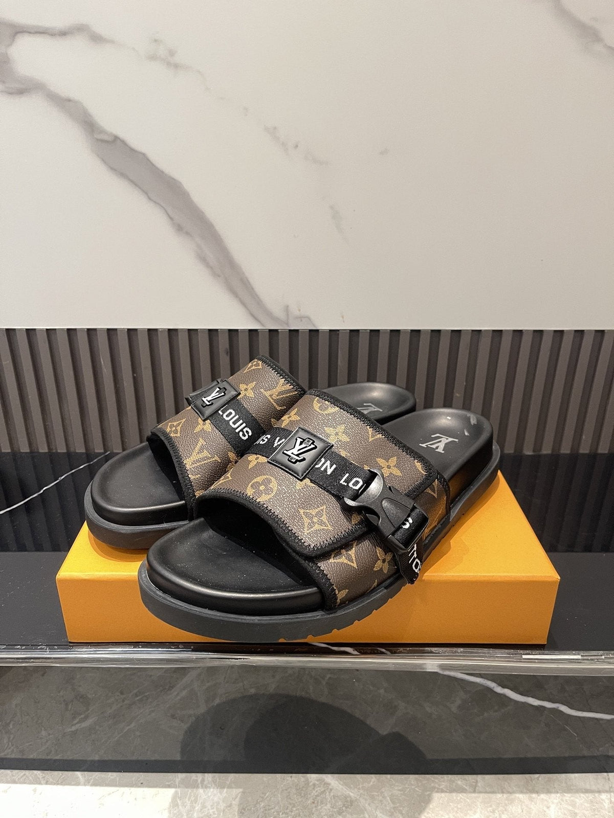 Louis Vuitton Monogram Double-Strap Slide Sandals