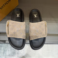 Louis Vuitton Beige and Black Slide Sandals